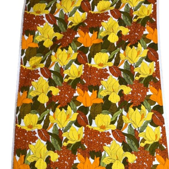 Vintage 70s retro floral large bold print 3 yards by 5th Avenue designs fabric - Picture 3 of 10